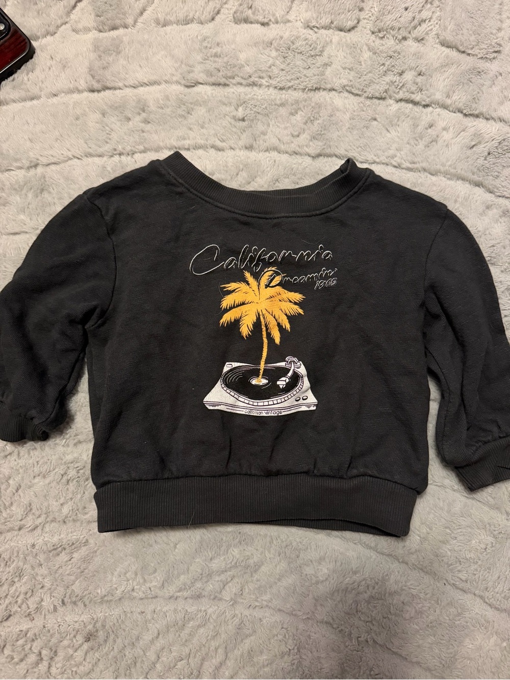 12 month Black Kids Sweatshirt with Yellow Palm Graphic